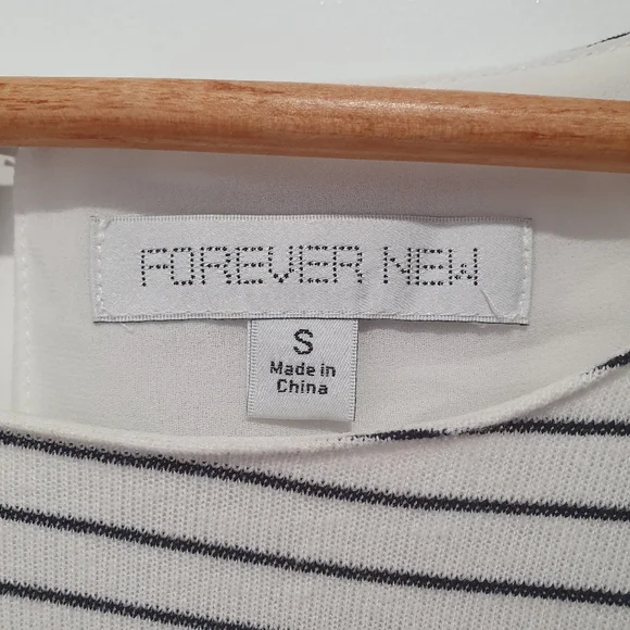 Forever New size small long sleeve striped top with sheer lining - Picture 3 of 5